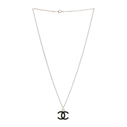 Chanel Enamel CC Necklace Black Silver 3 of 5