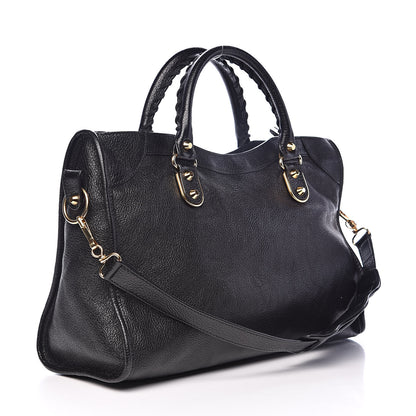 Balenciaga Chevre Gold Metallic Edge Hardware City Black 3 of 12