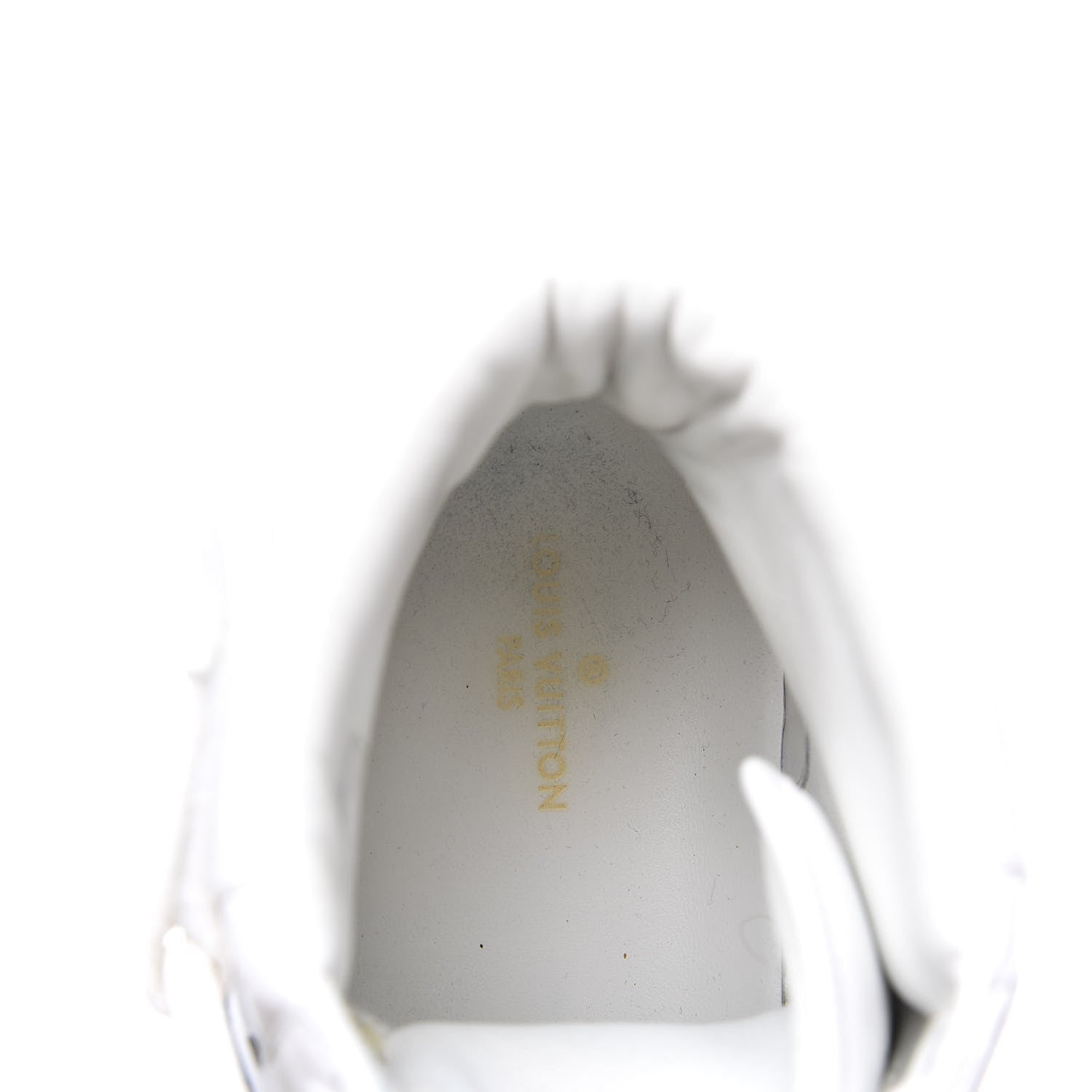 Louis Vuitton Calfskin Monogram Denim Rivoli High Top Sneakers 12 White 13 of 14