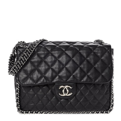Chanel Washed Lambskin Quilted Maxi Chain Around Flap Black 1 of 9