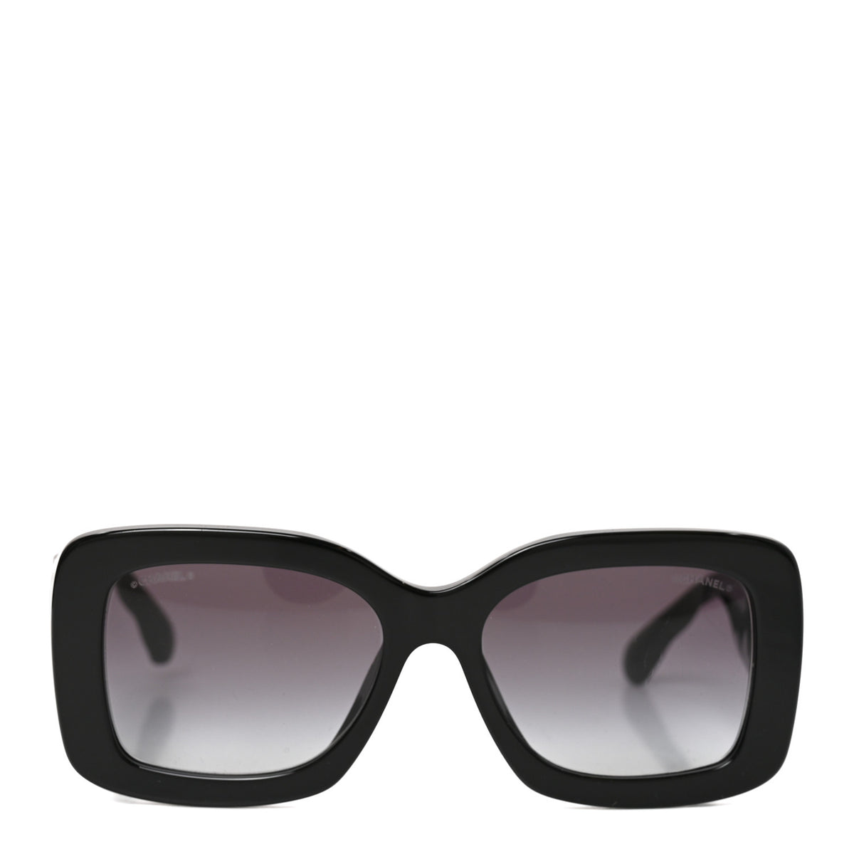 Acetate Quilted CC Rectangle Sunglasses 5483-A Black