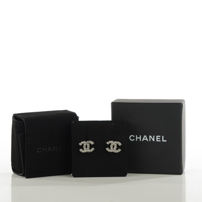 Chanel Crystal Timeless CC Earrings Silver 5 of 5