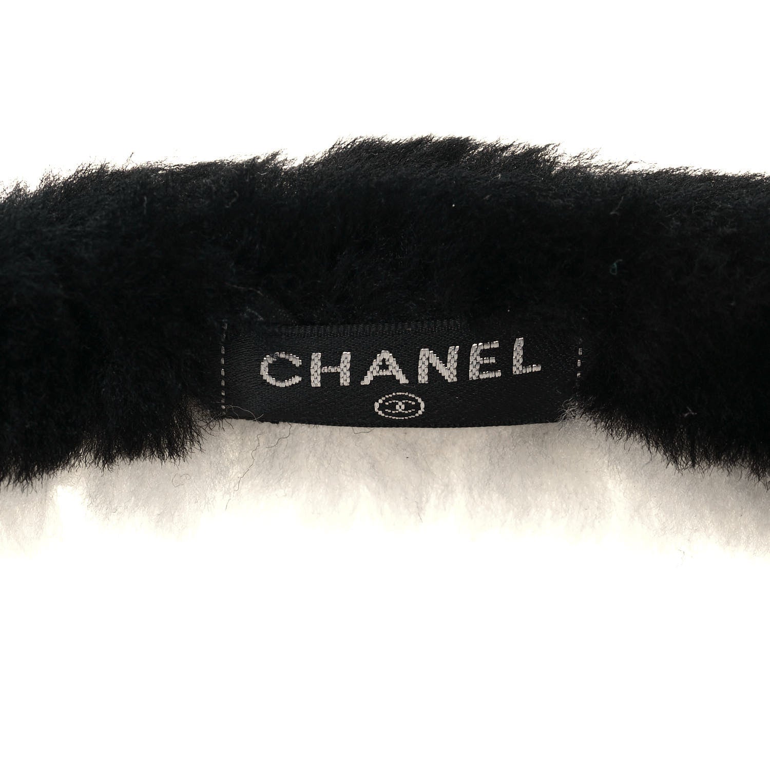 Chanel Shearling CC Ear Muffs Black White 3 of 4
