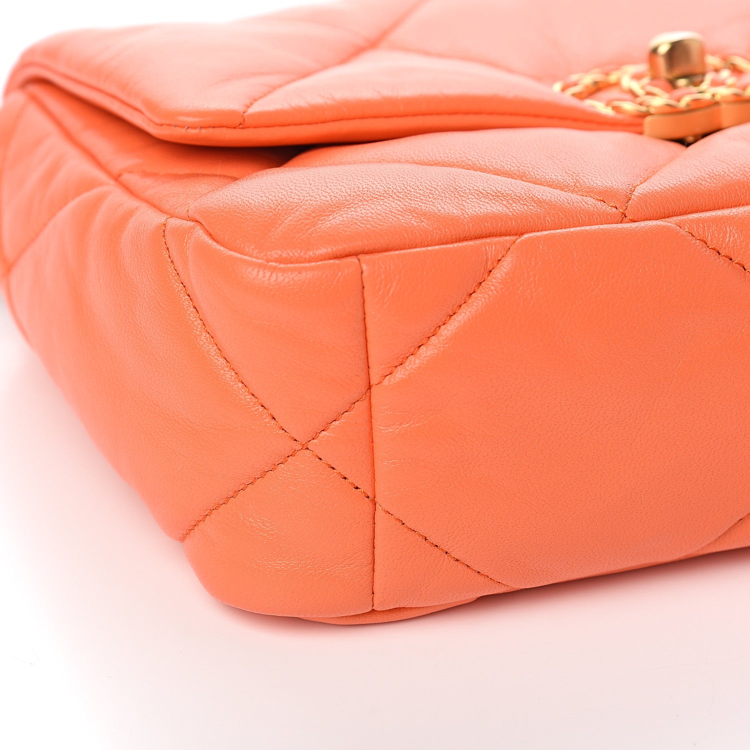 Chanel Goatskin Quilted Medium 19 Flap Orange 7 of 10