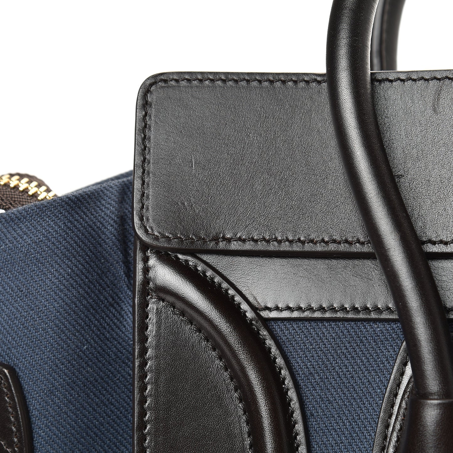 Textile Smooth Calfskin Micro Luggage Dark Blue Black
