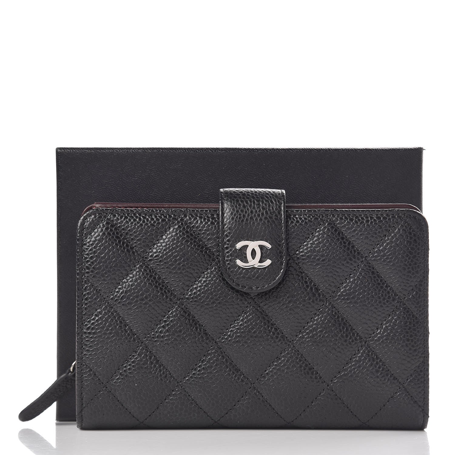 Chanel Caviar Quilted Zipped Pocket Wallet Black 10 of 10
