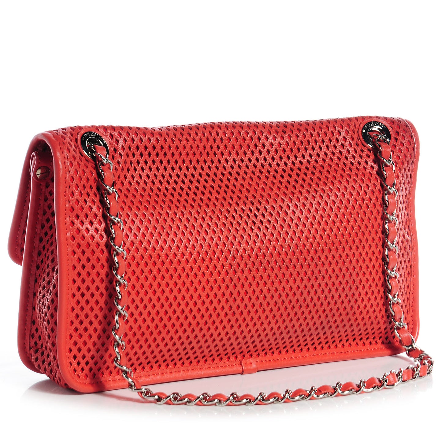 Perforated Calfskin Up In The Air Flap Red