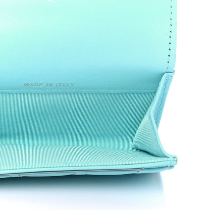 Chanel Lambskin Quilted Flap Card Holder Wallet Neon Blue 4 of 5