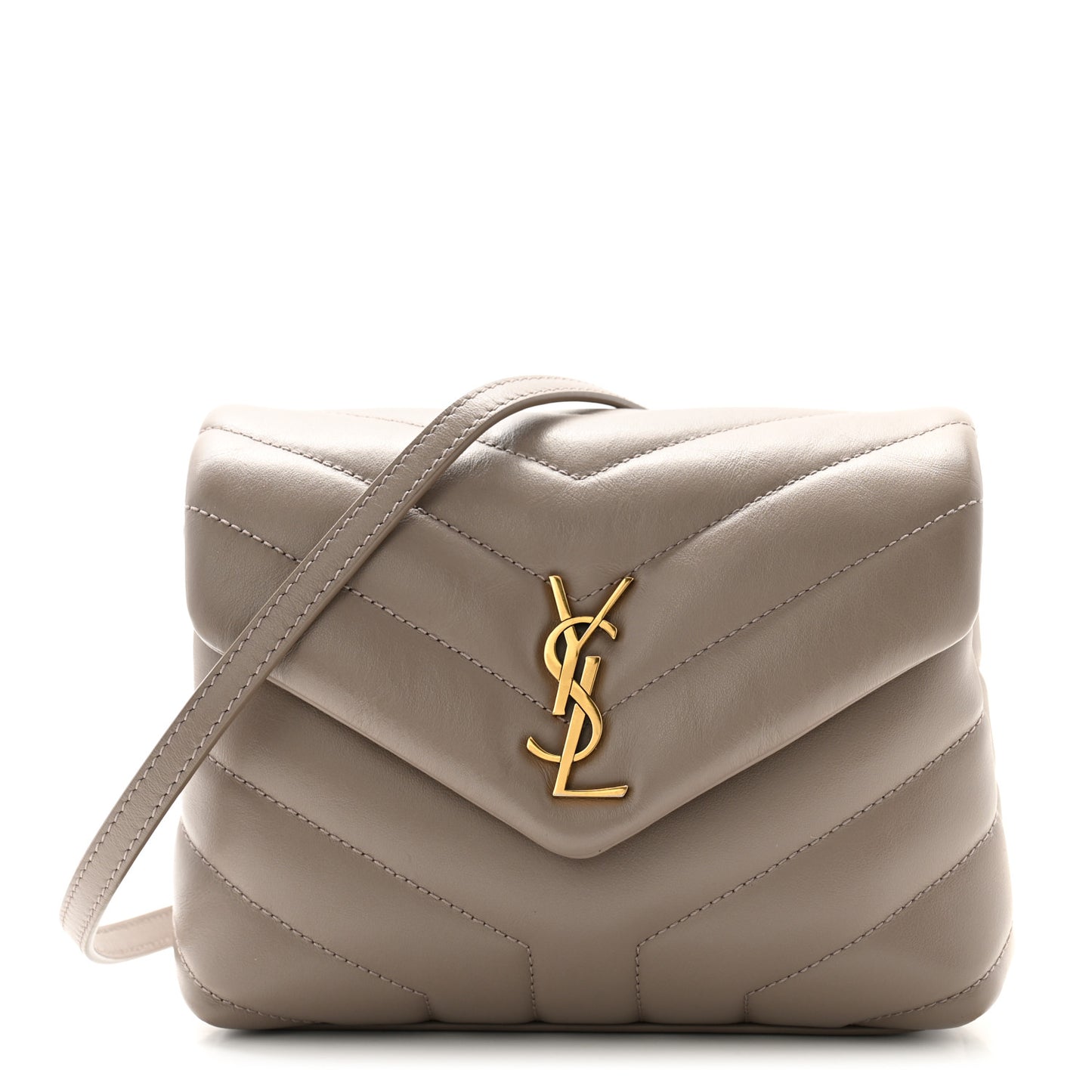 Calfskin Y Quilted Monogram Toy Loulou Crossbody Bag Taupe