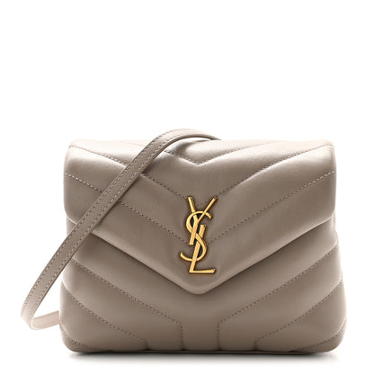 Saint Laurent Calfskin Y Quilted Monogram Toy Loulou Crossbody Bag Taupe 1 of 13