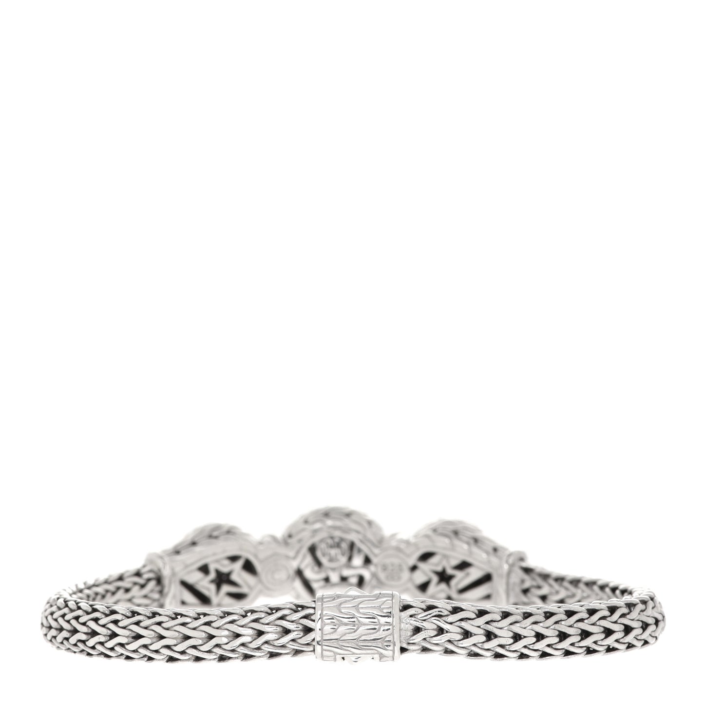 Sterling Silver Pave Diamond Round Trio Station Bracelet