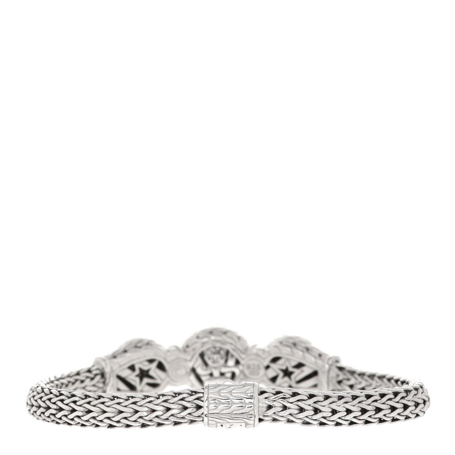 John Hardy Sterling Silver Pave Diamond Round Trio Station Bracelet 3 of 4
