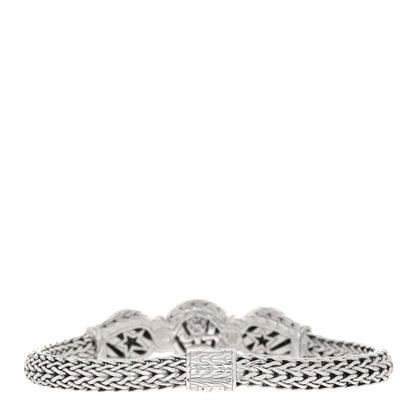 John Hardy Sterling Silver Pave Diamond Round Trio Station Bracelet 3 of 4