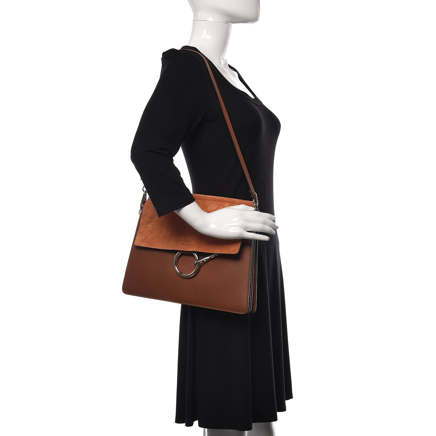 Chloe Suede Calfskin Medium Faye Shoulder Bag Tobacco 2 of 16