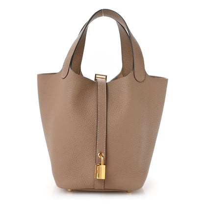 Hermes Taurillon Maurice Picotin Lock 18 PM Beige De Weimar 1 of 13