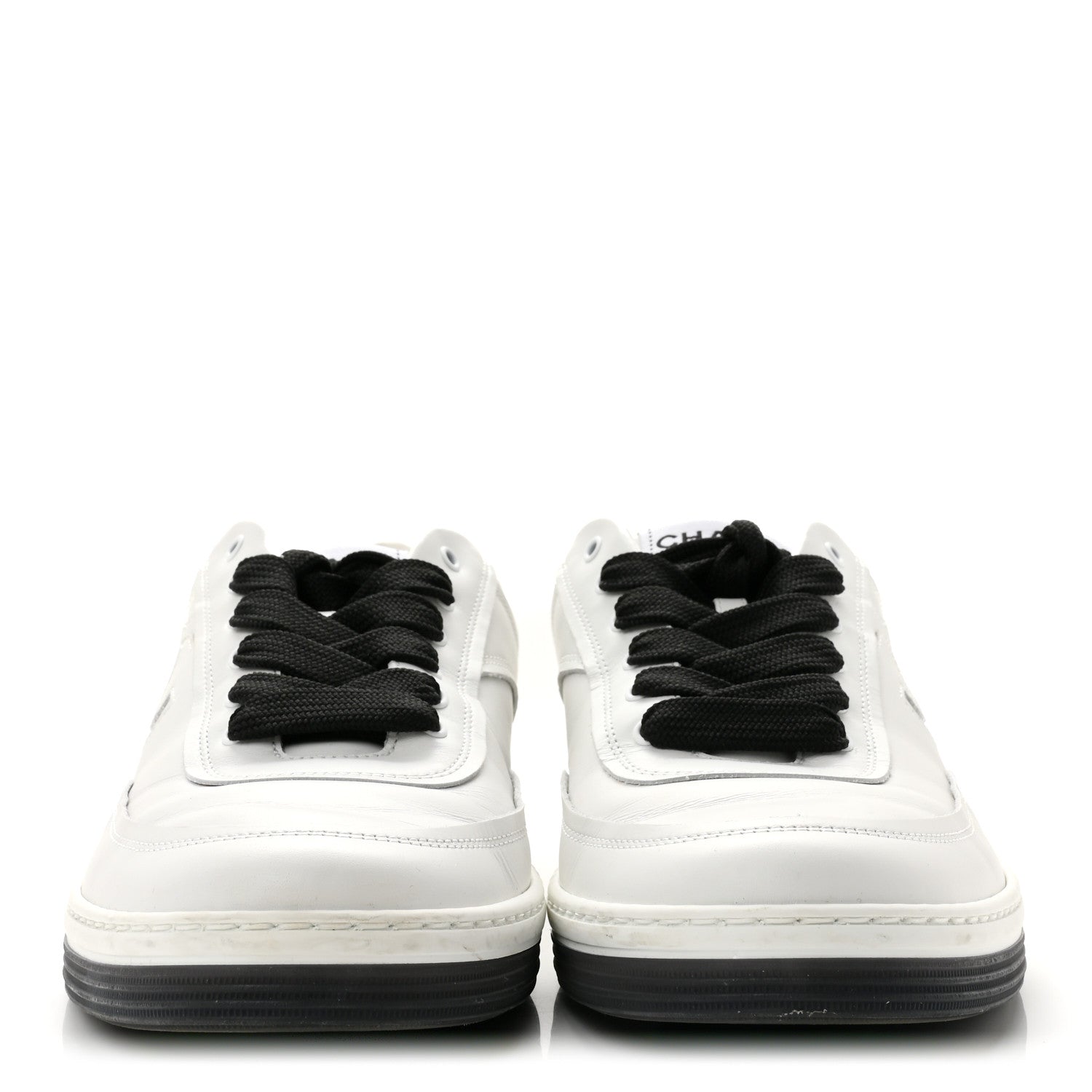 Chanel Calfskin CC Womens Sneakers 40 White Black 3 of 10