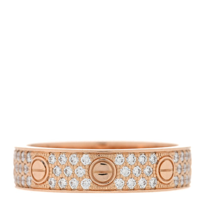 Cartier 18K Pink Gold Diamond 5mm LOVE Wedding Paved Band Ring 53 6.5 3 of 5