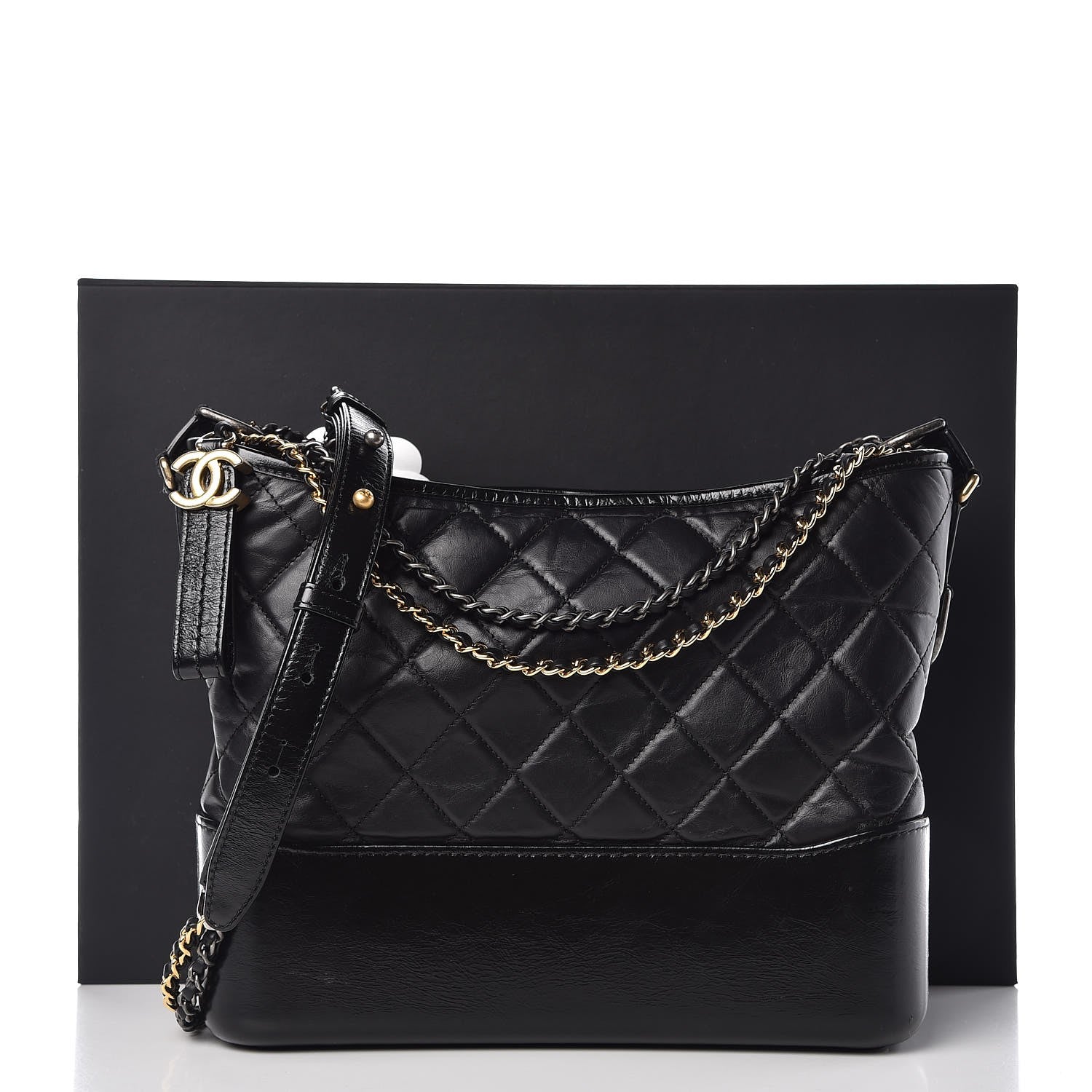 Chanel Aged Calfskin Quilted Medium Gabrielle Hobo Black 10 of 10
