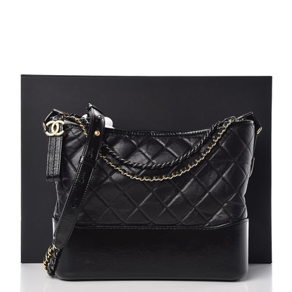 Chanel Aged Calfskin Quilted Medium Gabrielle Hobo Black 10 of 10