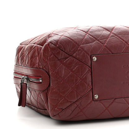 Chanel Aged Calfskin Quilted Large Secret Tag Bowling Bag Burgundy 8 of 10