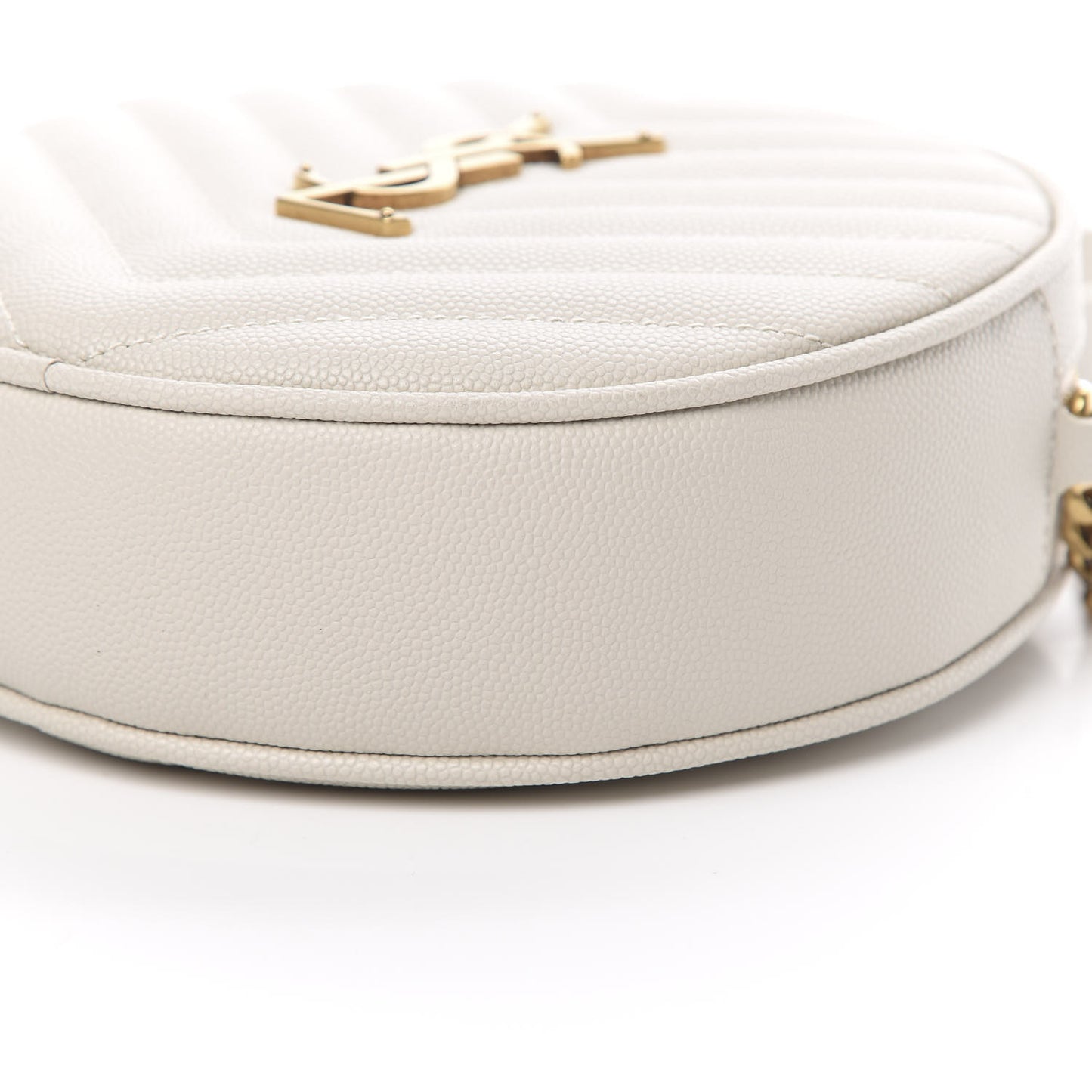 Grain De Poudre Matelasse Chevron Quilted Round Vinyle Camera Bag Crema Soft