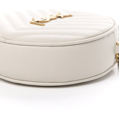 Saint Laurent Grain De Poudre Matelasse Chevron Quilted Round Vinyle Camera Bag Crema Soft 10 of 10