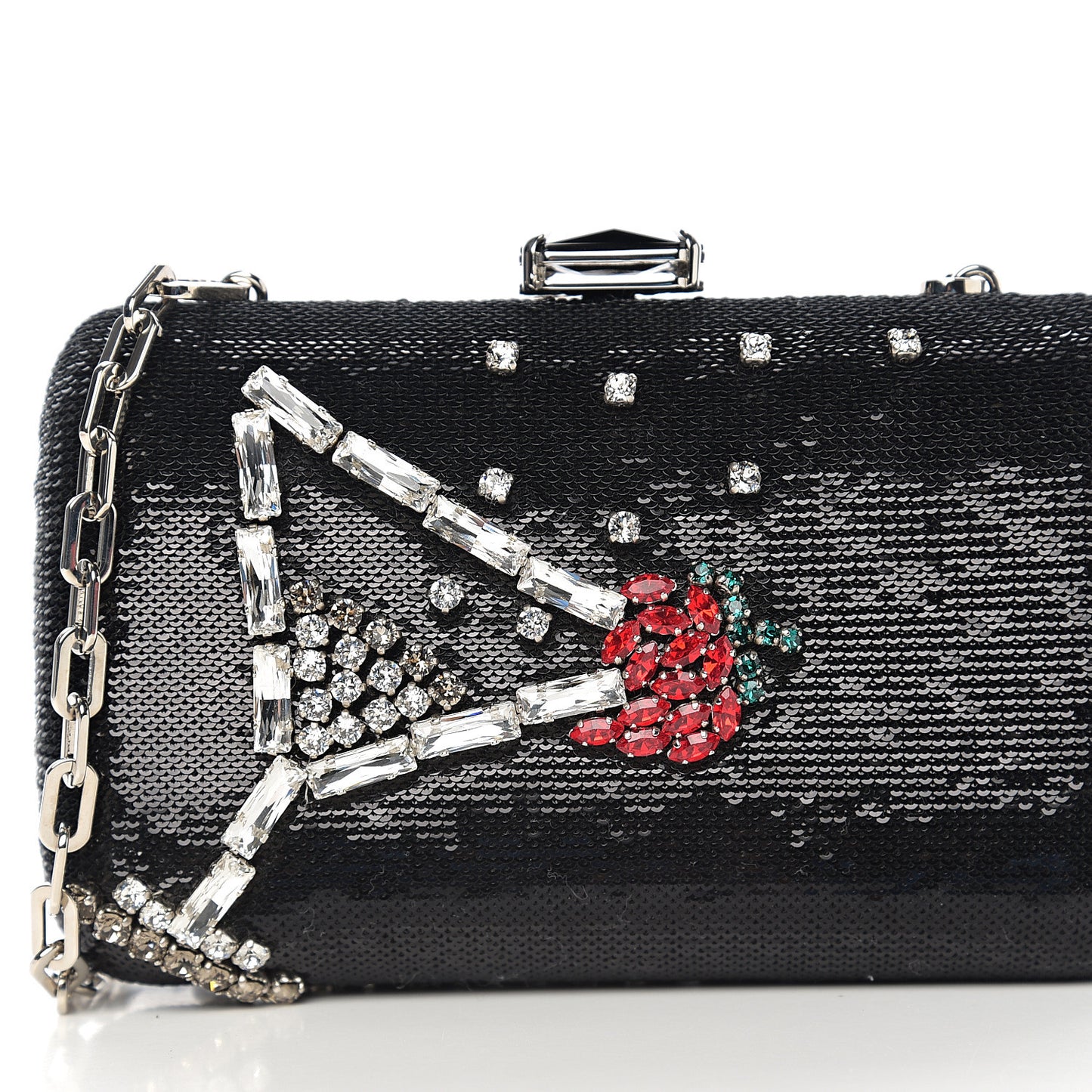 Sequin Crystal Cocktail Clutch Black