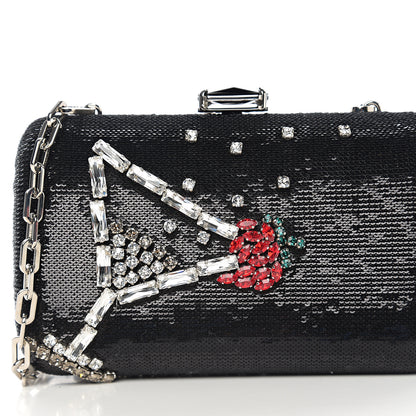 Prada Sequin Crystal Cocktail Clutch Black 8 of 8