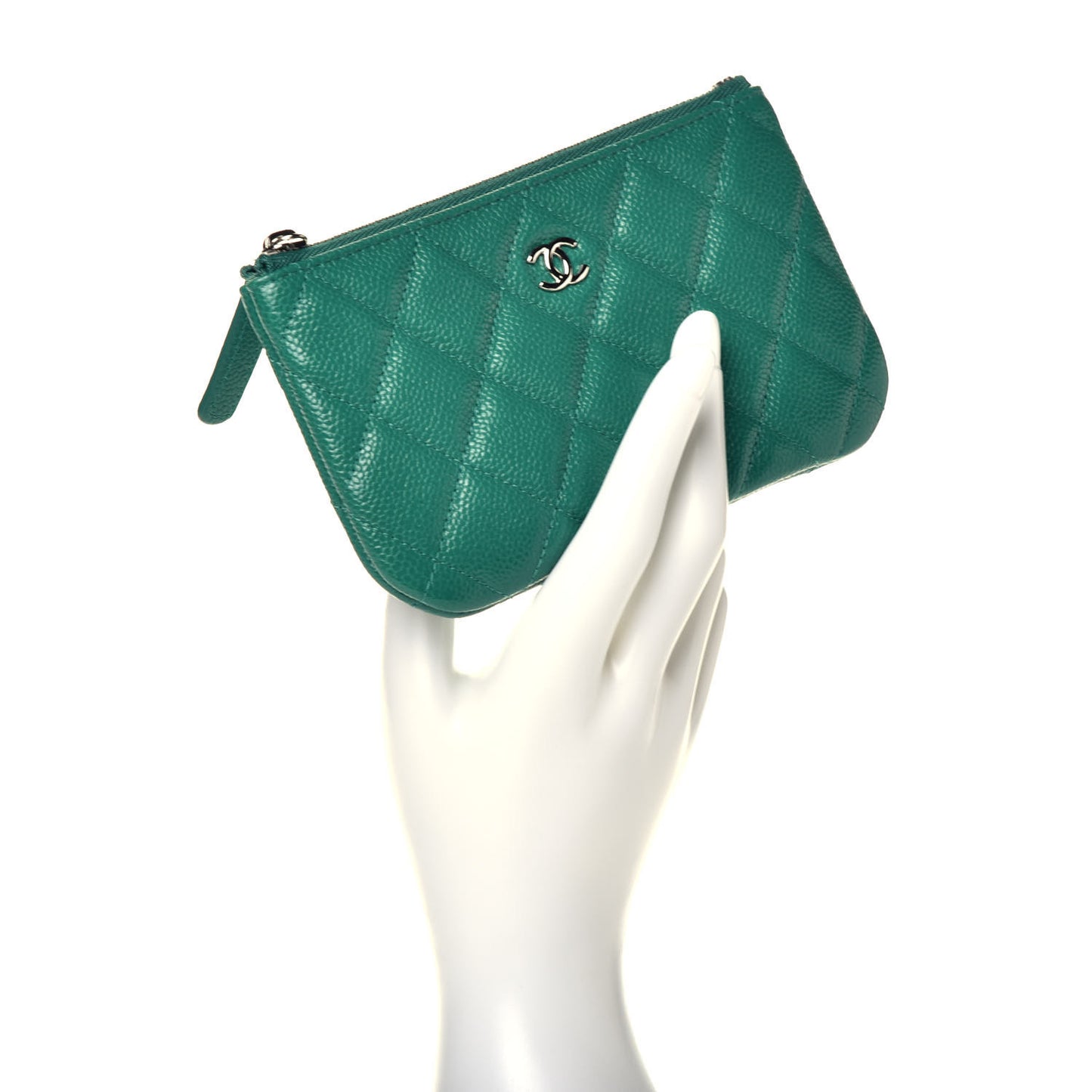 Caviar Quilted Small Cosmetic Case Green
