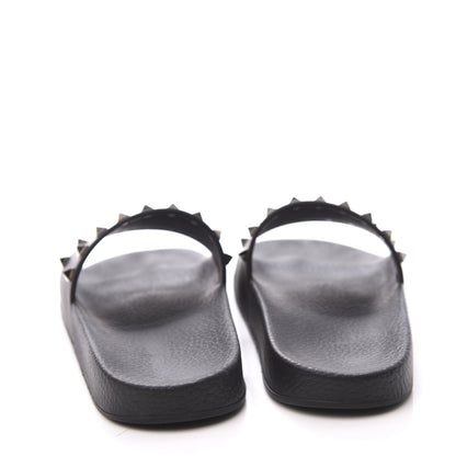 Valentino Garavani Rubber Rockstud Slide Sandals 38 Black 7 of 11