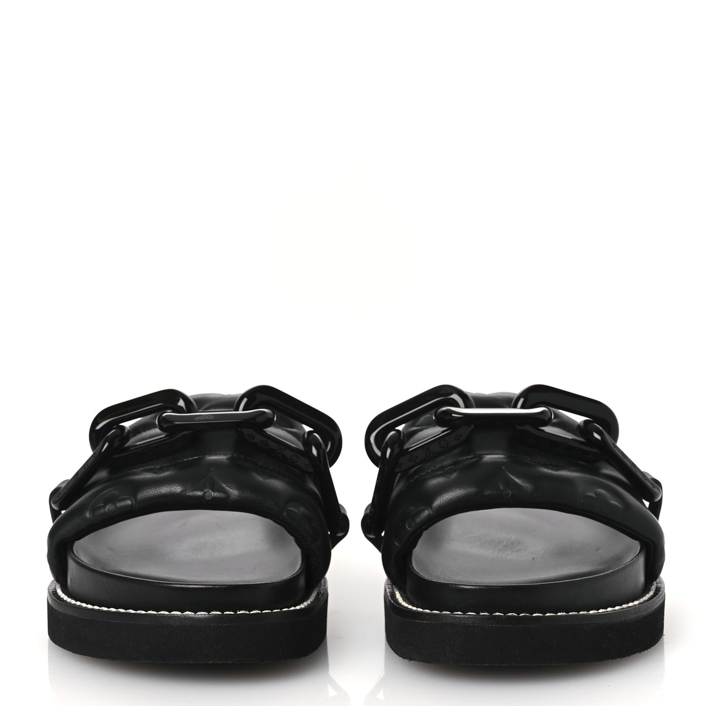 Calfskin Embossed Monogram Sunset Flat Comfort Mule 38.5 Black