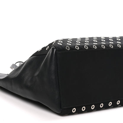 Prada Tessuto Nylon Calfskin Grommet Tote Black 7 of 8