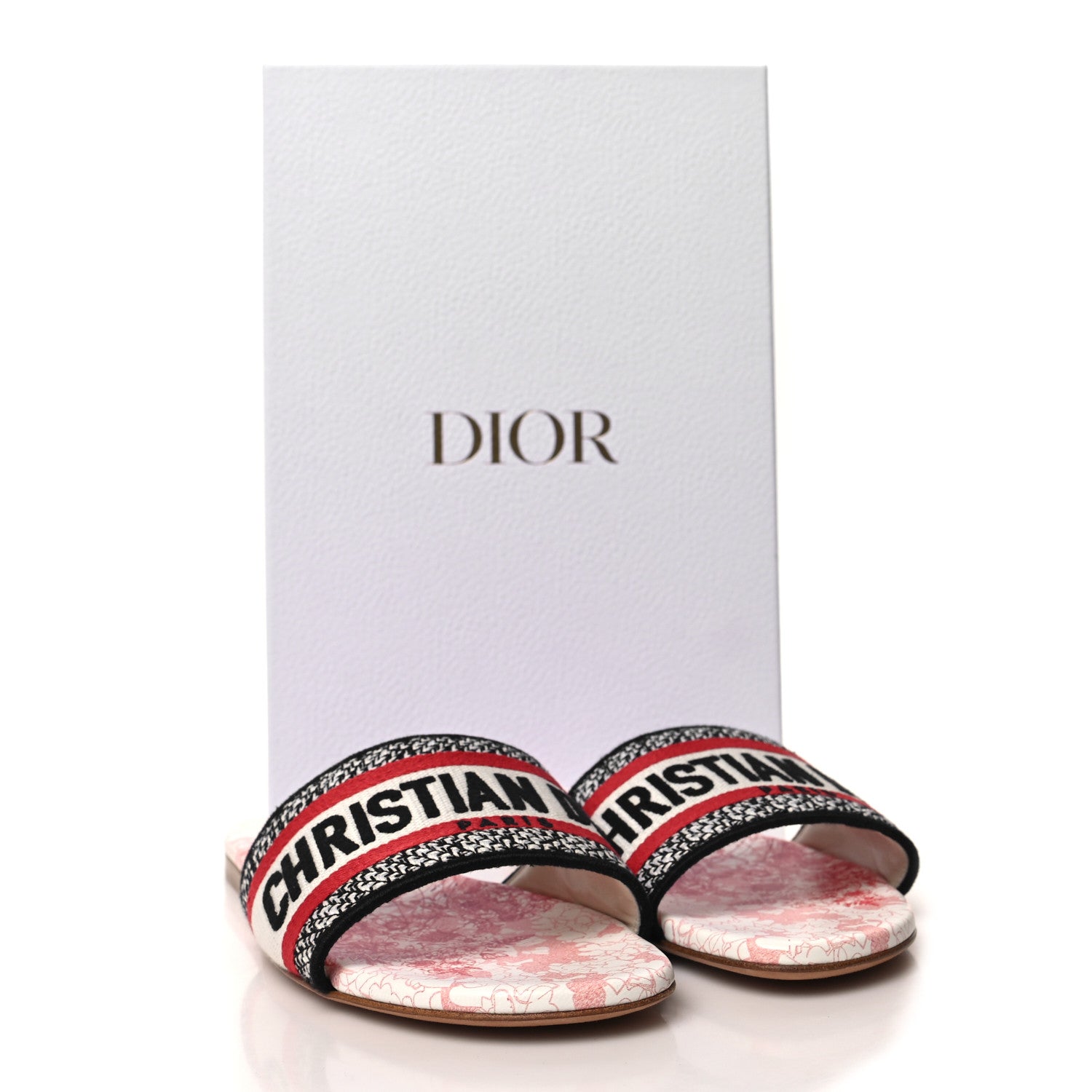 Christian Dior Canvas Embroidered Dioramour Dway Mules Slide Sandals 36 Red 9 of 9