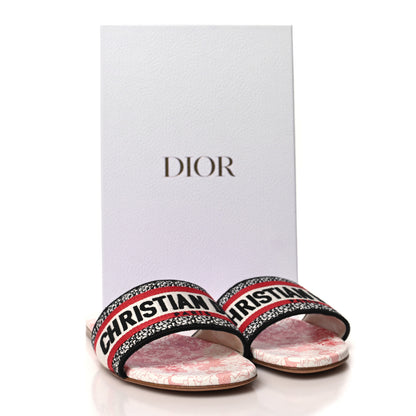 Christian Dior Canvas Embroidered Dioramour Dway Mules Slide Sandals 36 Red 9 of 9