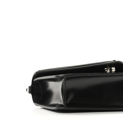 Prada Spazzolato Triangle Logo Plate Flap Chain Crossbody Bag Black 8 of 9