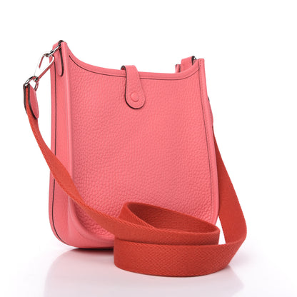 Hermes Taurillon Clemence Amazone Evelyne TPM Rose Azalee Rouge Pivoine 3 of 10