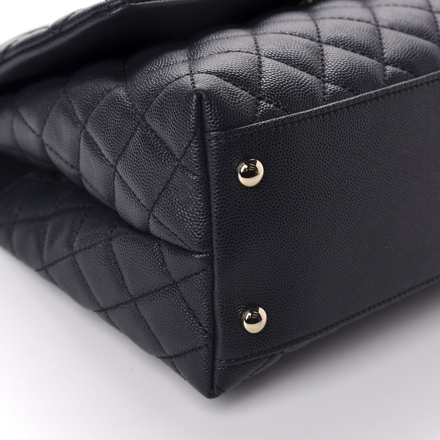 Caviar Quilted Small Coco Handle Flap Navy