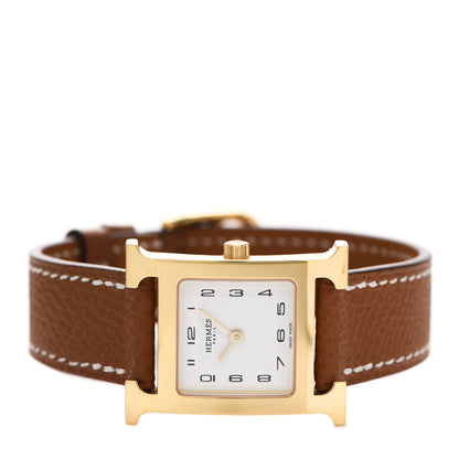 Hermes Stainless Steel Epsom 21mm Heure H Hour Quartz Watch Gold 2 of 6