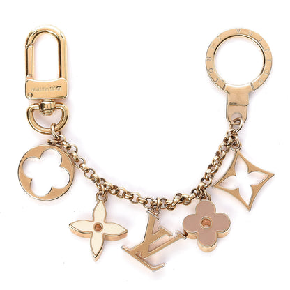 Louis Vuitton Brass Enamel Fleur De Monogram Bag Charm Chain Gold 1 of 2