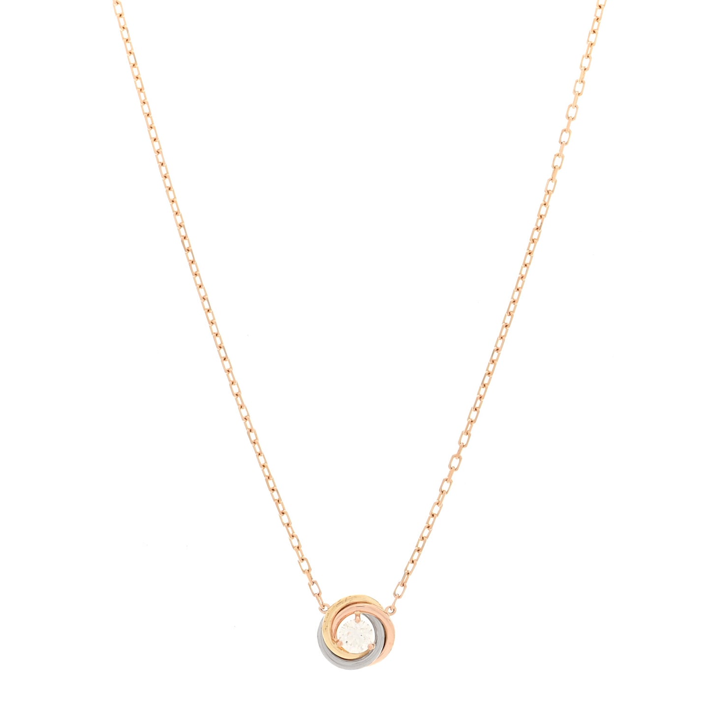 18K Pink White Yellow Gold Diamond Trinity De Cartier Pendant Necklace