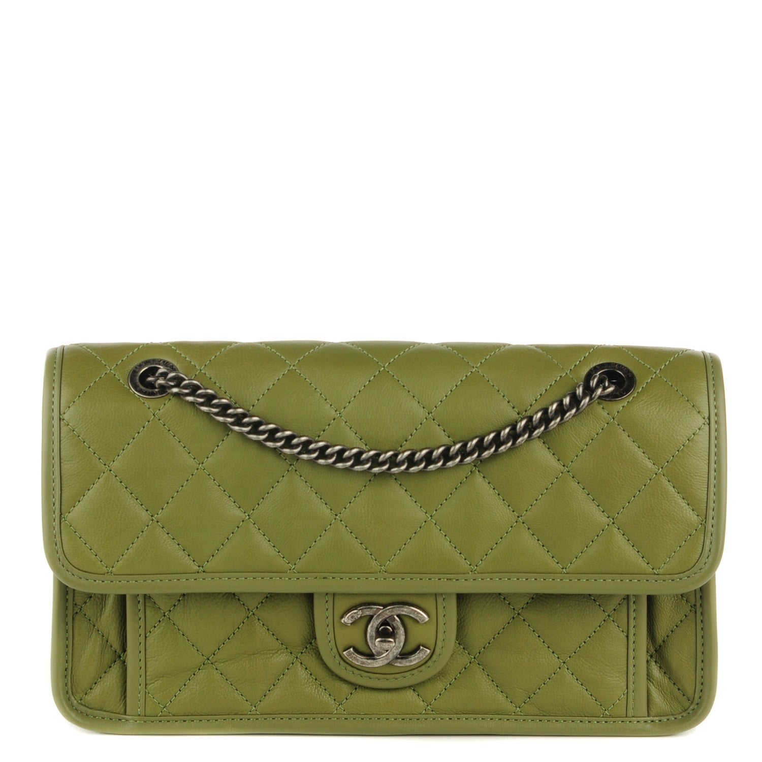 Chanel Calfskin Quilted Medium Casual Riviera Flap Green 1 of 8