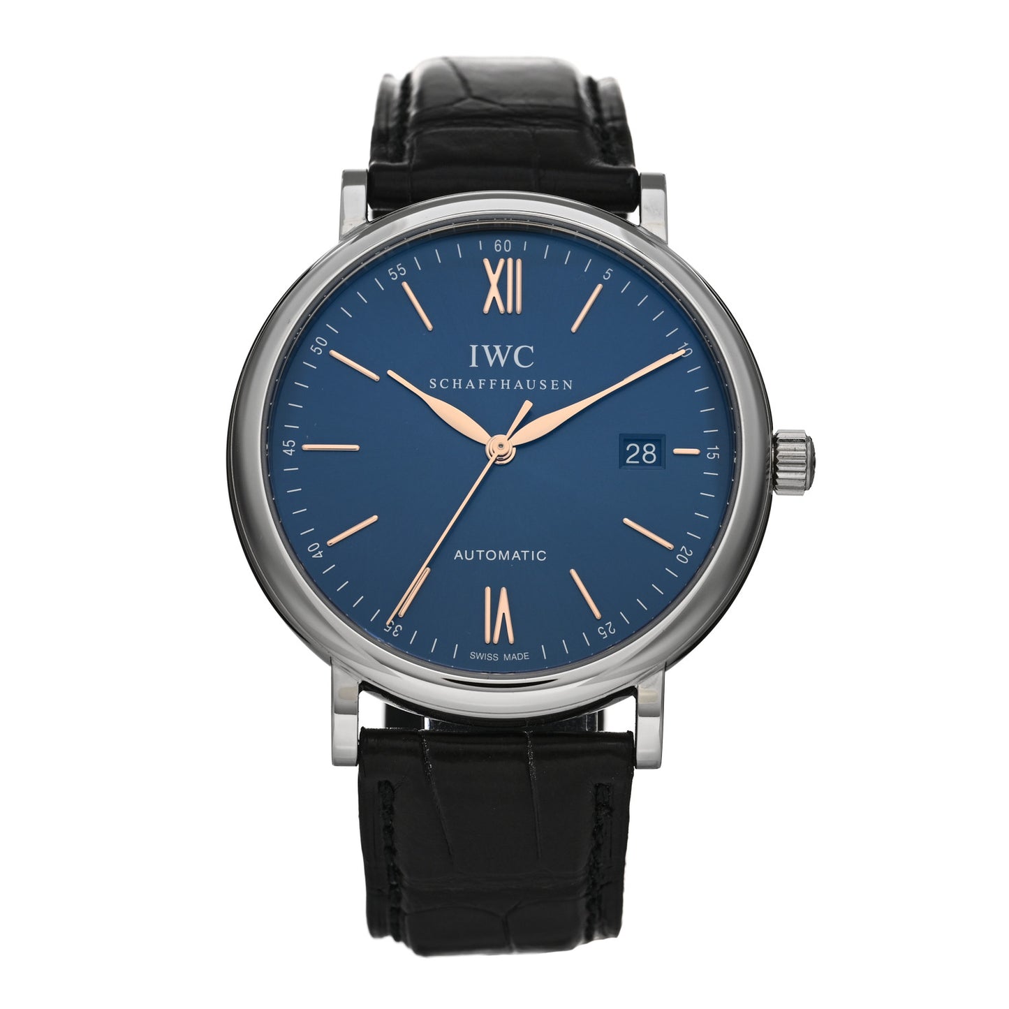 Stainless Steel Alligator 40mm Portofino Automatic Watch Blue IW356523