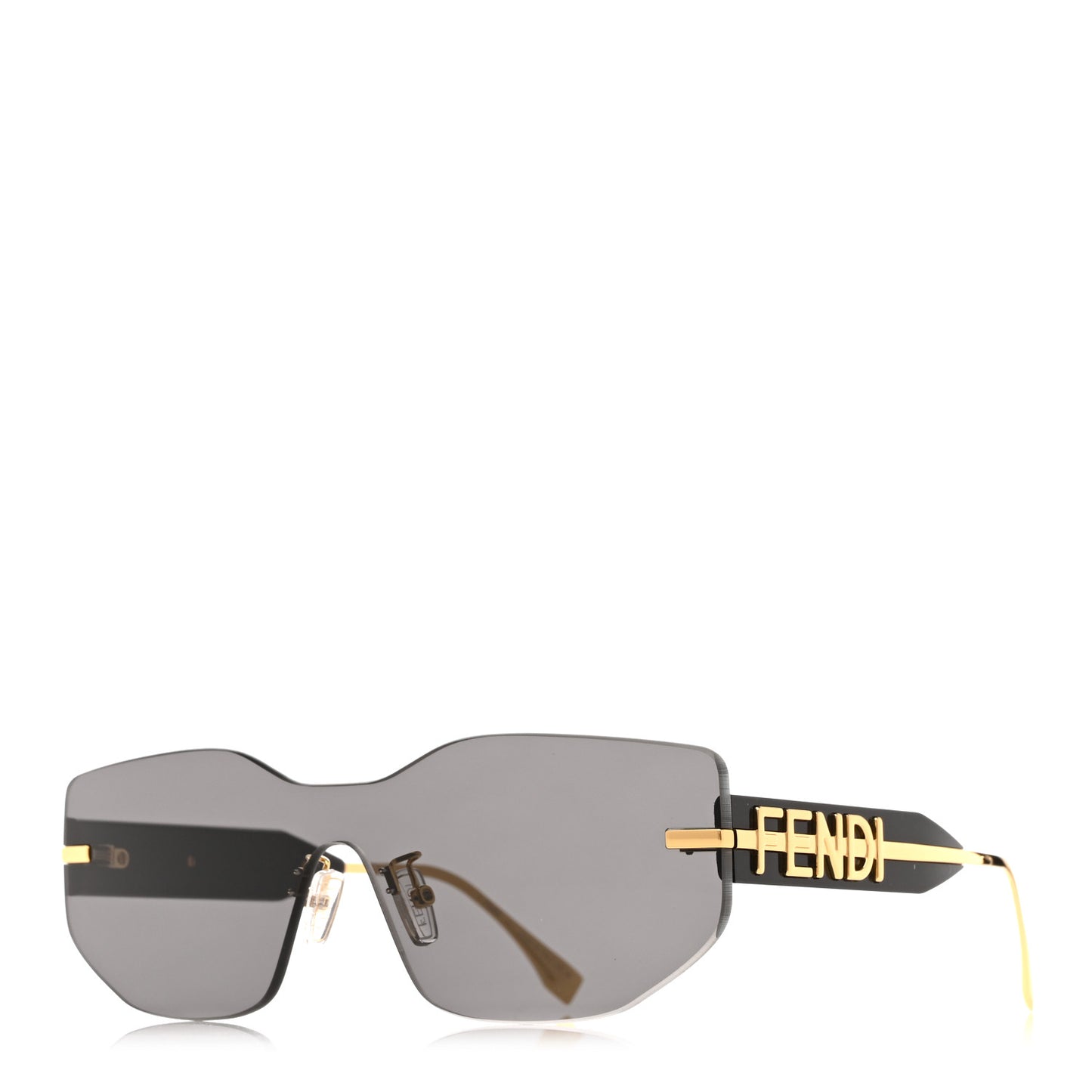 Metal Fendigraphy Shield Sunglasses FE 40066U Black Gold