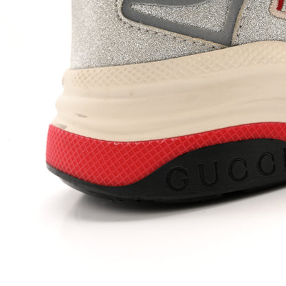 Gucci Metallic Calfskin Glitter Mesh Womens Ultrapace Sneakers 37.5 Silver Light Grey Mystic White 10 of 13
