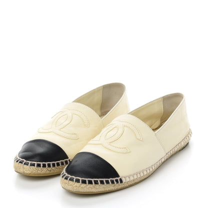 Chanel Lambskin CC Espadrilles 36 White Black 3 of 10