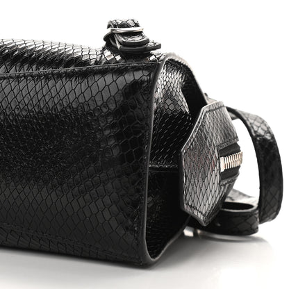 Balenciaga Grained Calfskin Snake Effect Silver Hardware Neo Classic Mini City Black 6 of 7