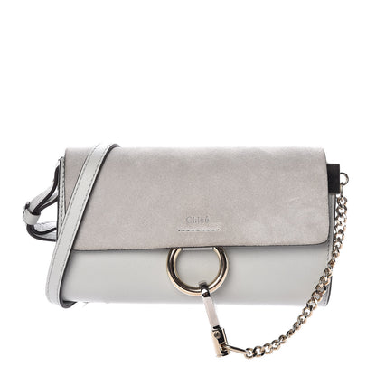 Chloe Suede Calfskin Mini Faye Shoulder Bag Airy Grey 1 of 10