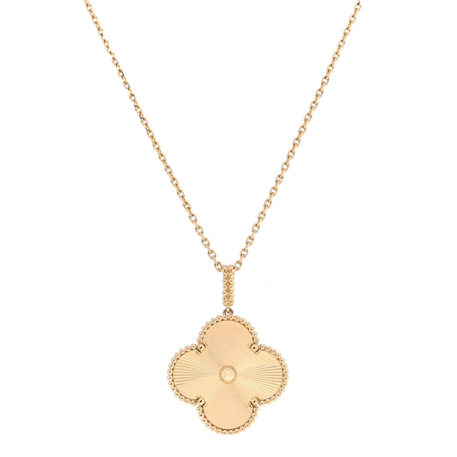 Van Cleef & Arpels 18K Yellow Gold Guilloche Magic Alhambra Long Necklace 1 of 8