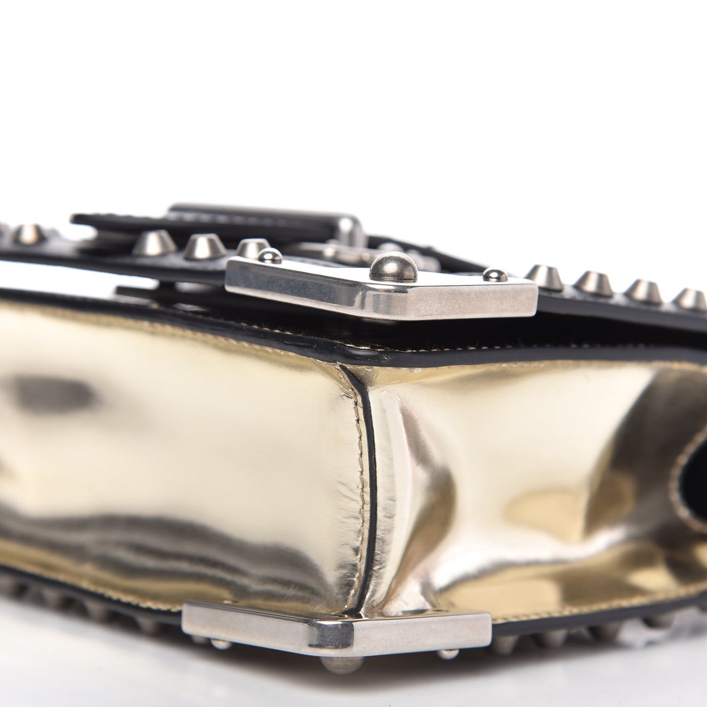 Metallic Vitello Studded Cahier Bag Pirite Black