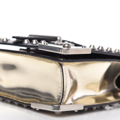 Prada Metallic Vitello Studded Cahier Bag Pirite Black 7 of 10